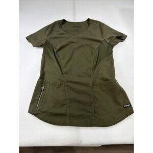 Greys Anatomy‎ Scrub Top Womens Small Olive Green Medical Uniform Shirt GRST124